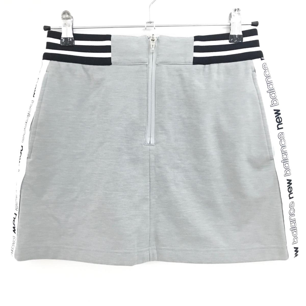 【超美品】ニューバランスゴルフ スカート グレー×白 裏起毛 ウエストゴム  レディース 0(S) ゴルフウェア New Balance