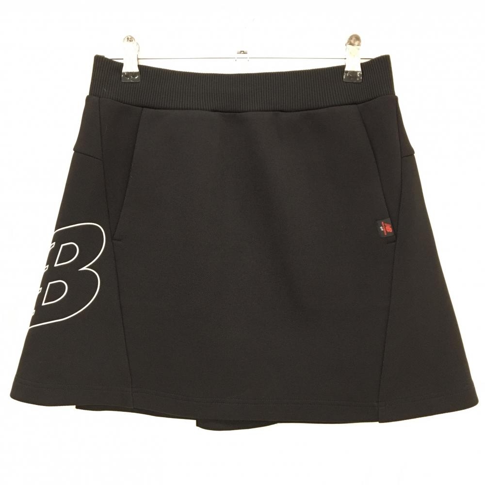 【超美品】ニューバランスゴルフ スカート 黒×白 後ろボックスプリーツ ウエストゴム＆調節紐 レディース 1(M) ゴルフウェア New Balance