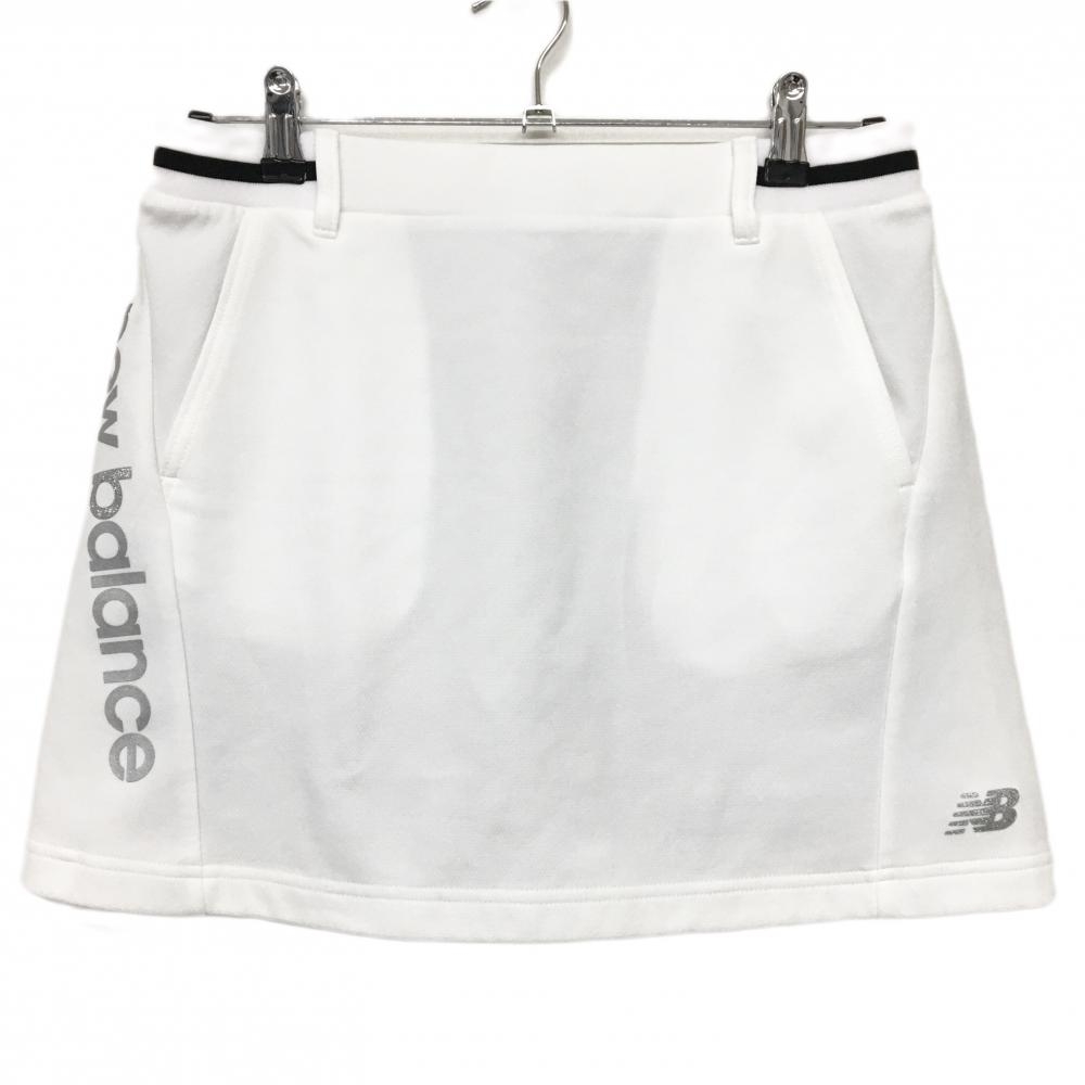 【超美品】ニューバランスゴルフ スカート 白×黒 サイドロゴシルバー  レディース 2(L) ゴルフウェア 2025年モデル New Balance