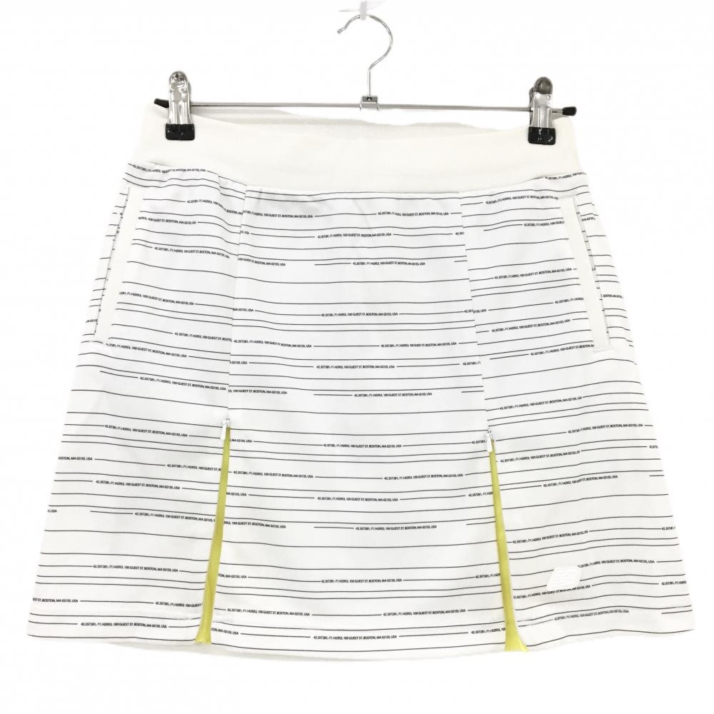 【超美品】ニューバランスゴルフ スカート 白×黒 ボーダー風 前裾ジップ  レディース 1(M) ゴルフウェア New Balance