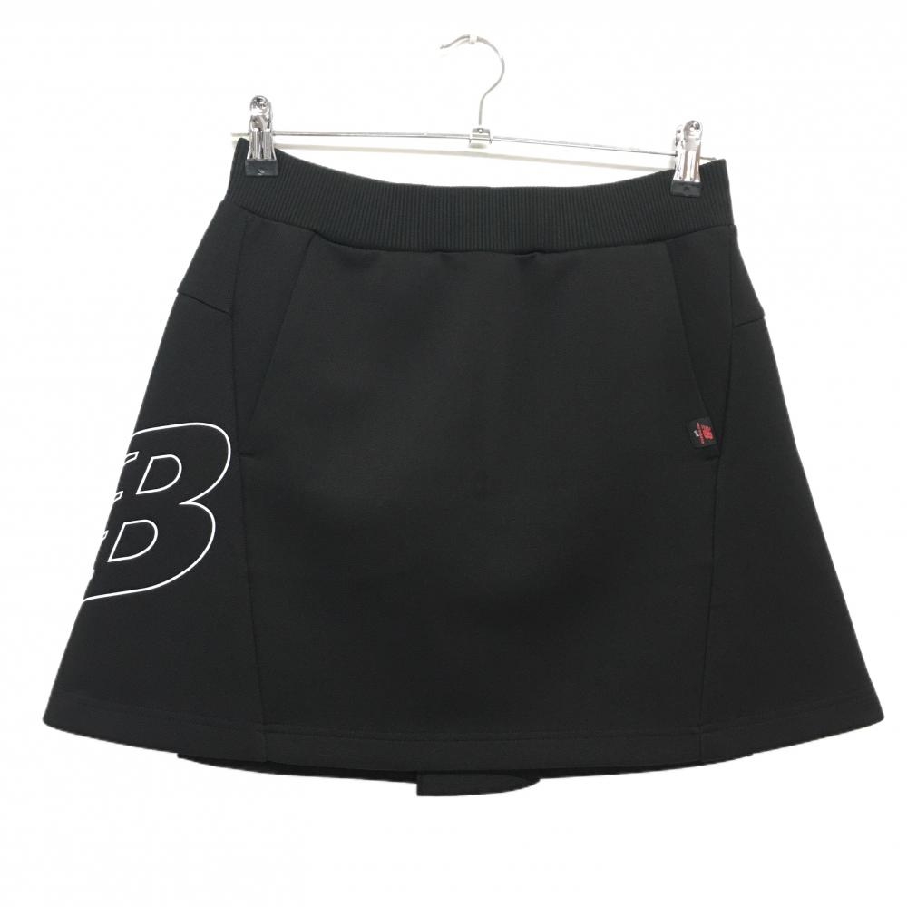 【美品】ニューバランスゴルフ スカート 黒 ロゴ白 ウエストゴム レディース 1(M) ゴルフウェア New Balance