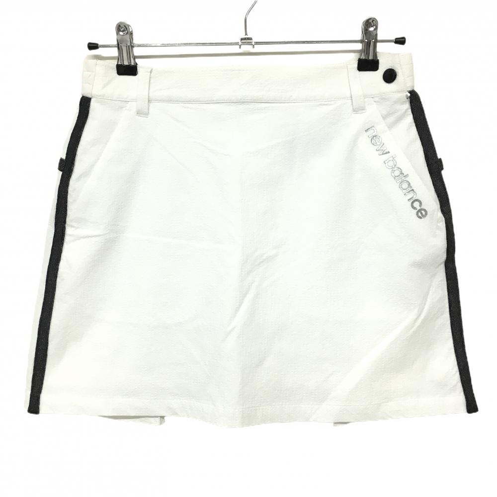 【超美品】ニューバランスゴルフ スカート 白 織生地 ナイロン混 内側インナースカート付 レディース 2(L) ゴルフウェア New Balance