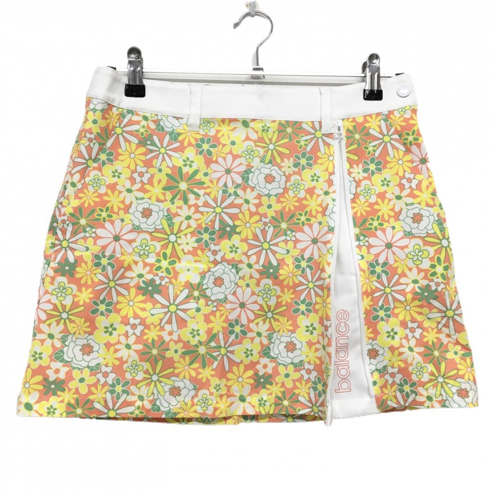 【美品】ニューバランスゴルフ スカート ピンクオレンジ系×グリーン系×イエロー系 レディース 1(M) ゴルフウェア サンプル品 New Balance