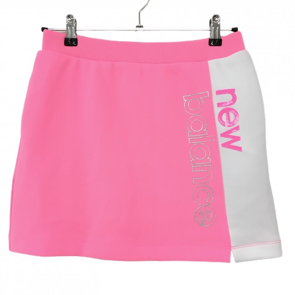 【超美品】ニューバランスゴルフ スカート 蛍光ピンク×白 ストレッチ 内側インナーパンツ レディース 1(M) ゴルフウェア New Balance