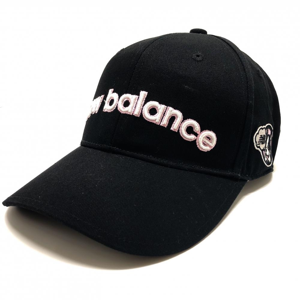 【美品】ニューバランスゴルフ キャップ 黒×ピンク ボストンテリア レディース FR ゴルフウェア New Balance