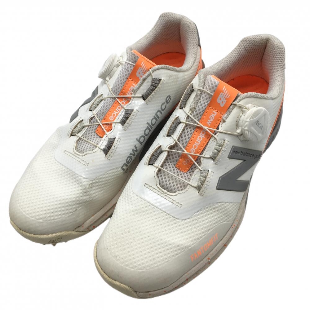 ニューバランス ゴルフシューズ 白×オレンジ UGBS996A スパイクレス BOA レディース 23.5 ゴルフウェア New Balance