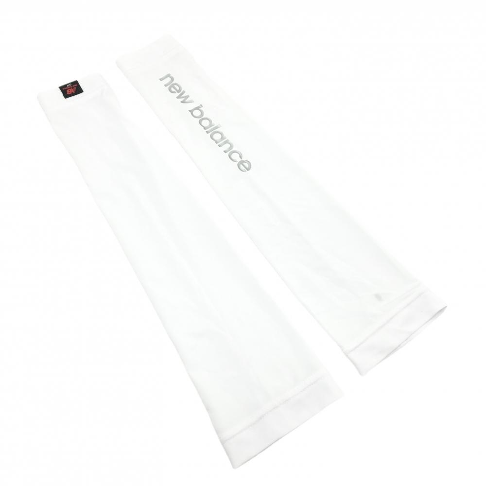 【超美品】ニューバランス アームカバー 白 ロゴシルバー レディース  ゴルフウェア New Balance