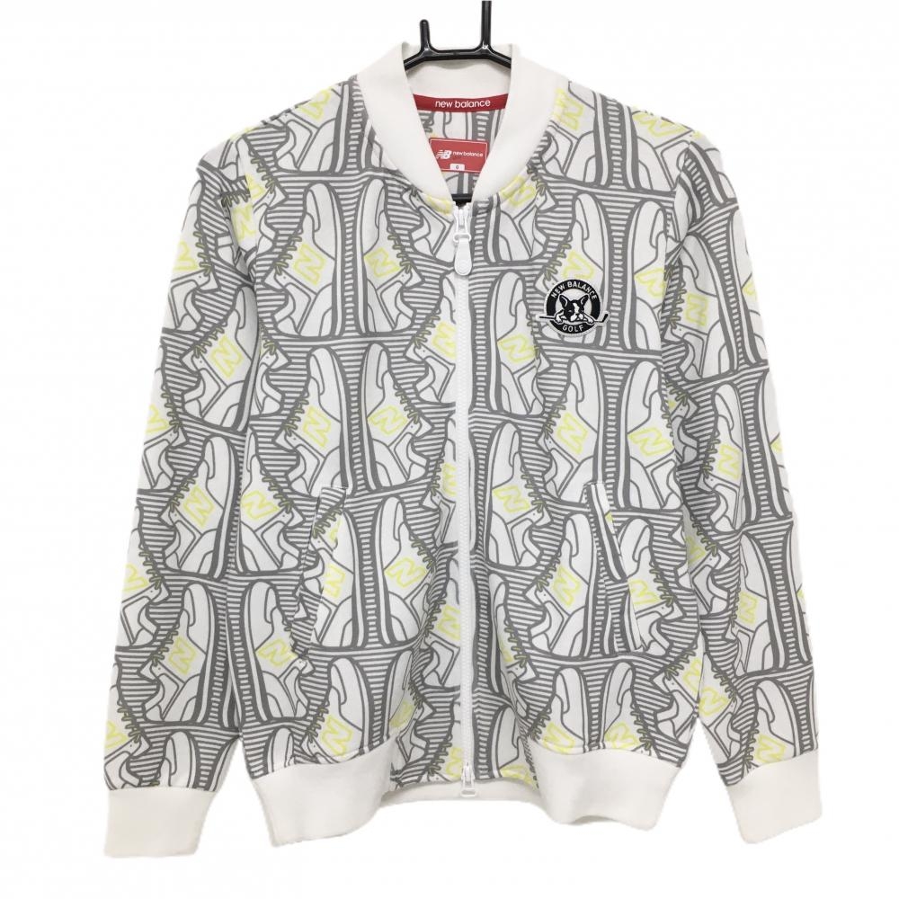 【新品】ニューバランスゴルフ ジャケットブルゾン 白×グレー スニーカー柄 レディース 0(S) ゴルフウェア New Balance