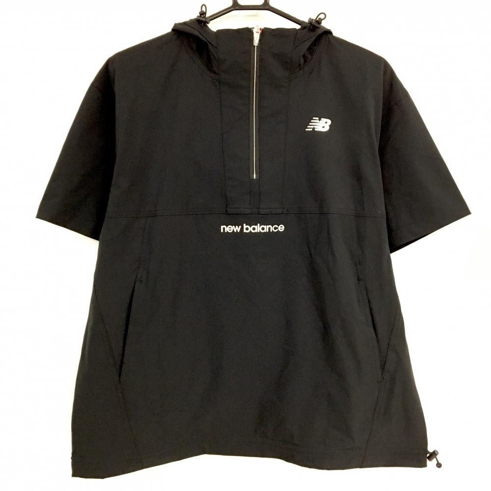 【新品】ニューバランスゴルフ フード付半袖ブルゾン 黒 ロゴシルバー  レディース 2(L) ゴルフウェア 2025年モデル New Balance