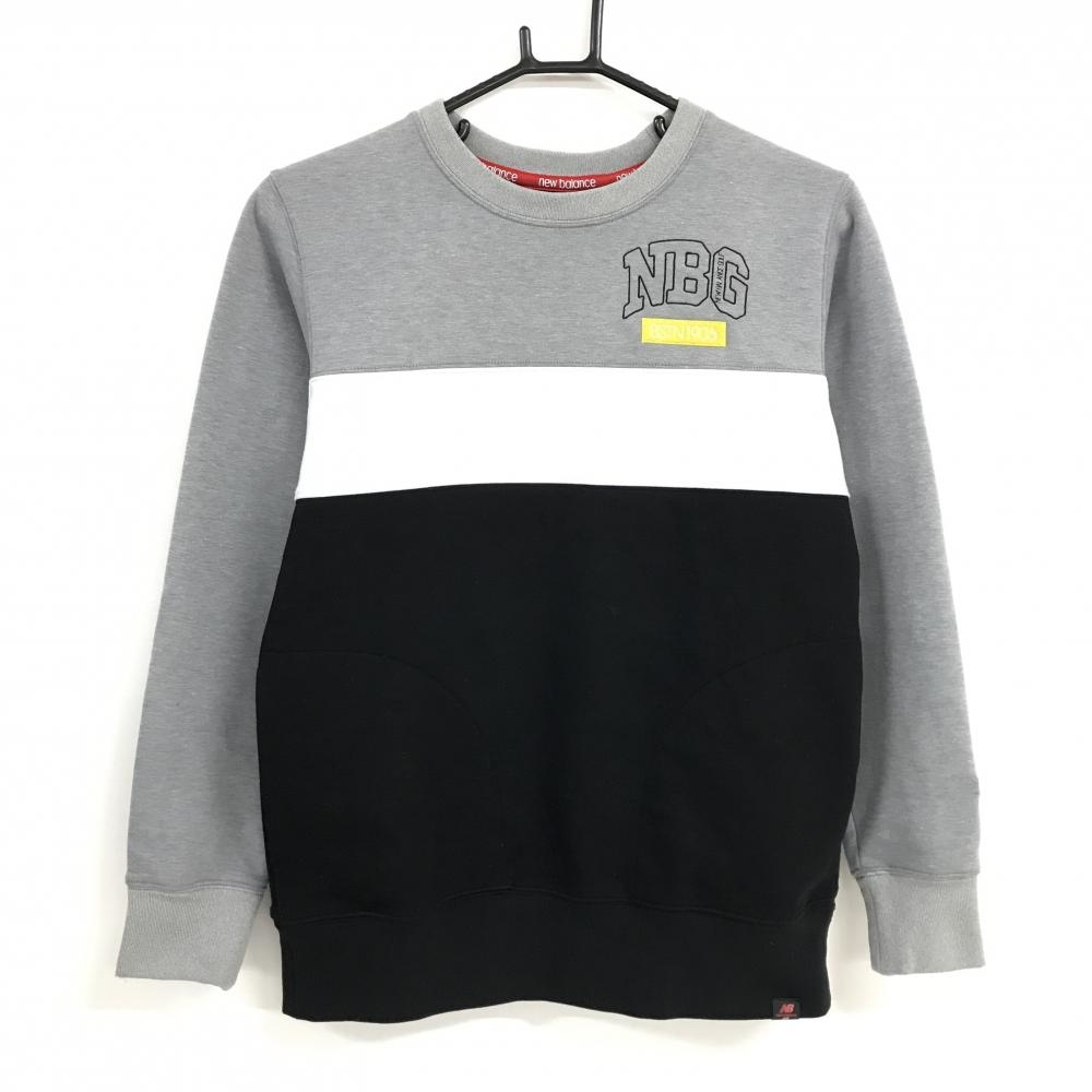 ニューバランスゴルフ トレーナー グレー×白×黒 裏起毛 胸元ロゴ  レディース 1(M) ゴルフウェア New Balance