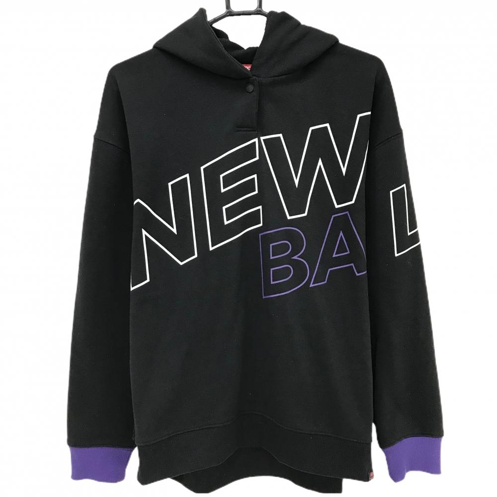 ニューバランスゴルフ パーカー 黒×白 ビックロゴプリント レディース 2(L) ゴルフウェア New Balance