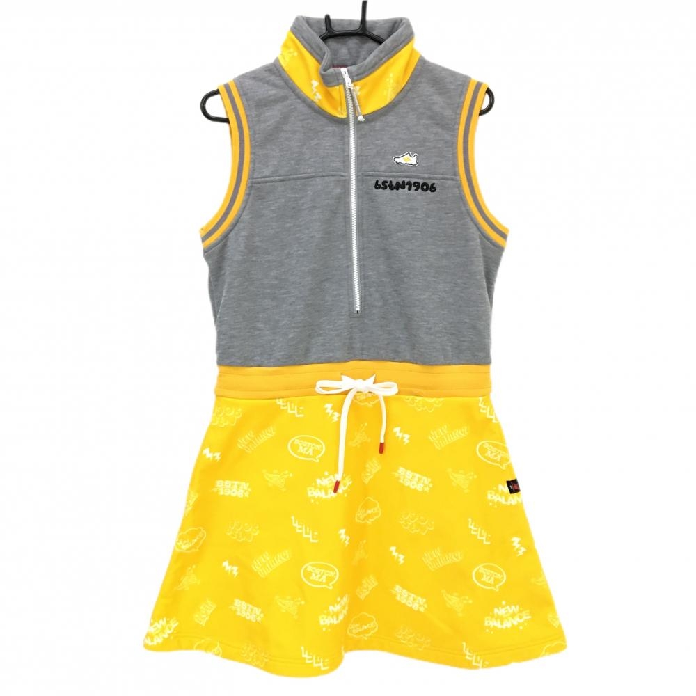 【美品】ニューバランスゴルフ ノースリーブワンピース 杢グレー×オレンジイエロー系  レディース 2(L) ゴルフウェア New Balance