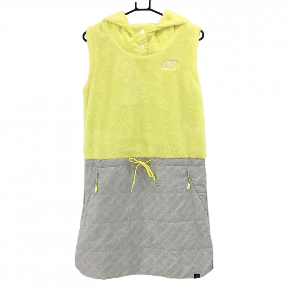 【美品】ニューバランスゴルフ 中綿ノースリーブワンピース イエロー×グレー スカート中綿 レディース 1(M) ゴルフウェア New Balance