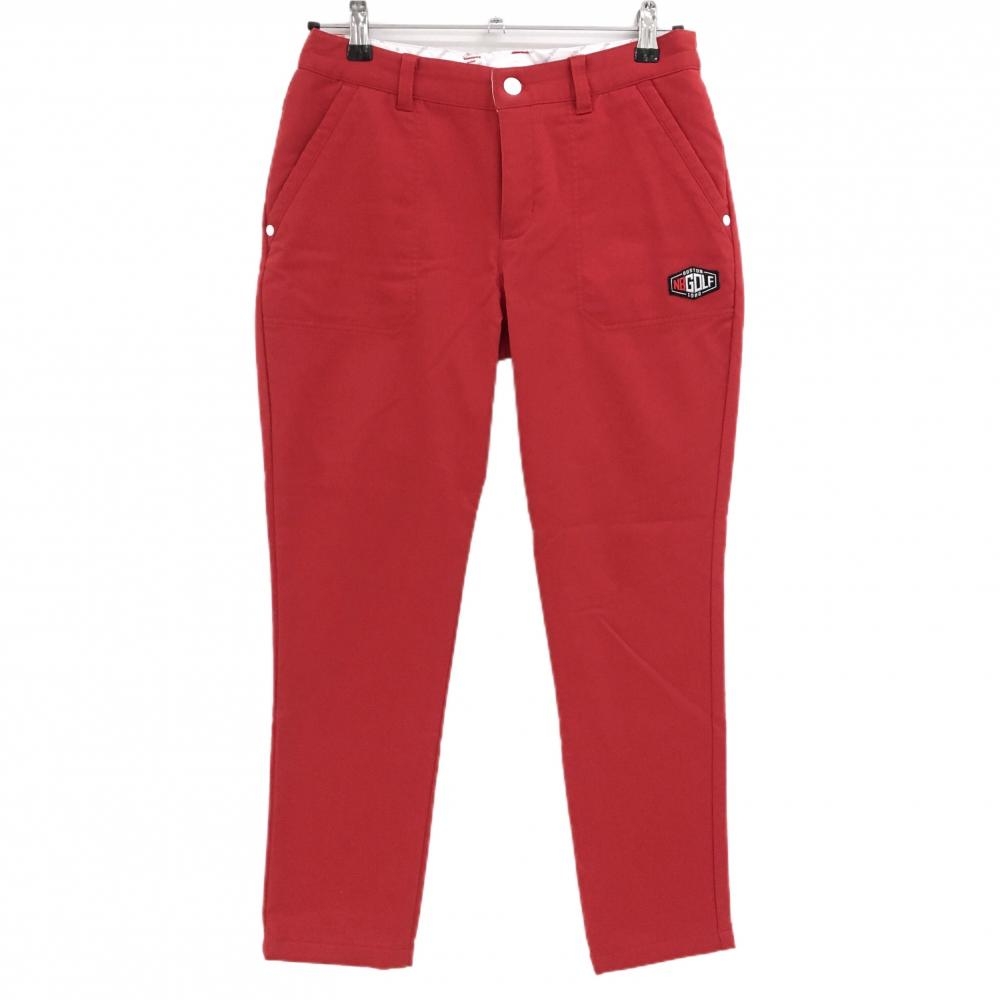 【美品】ニューバランスゴルフ パンツ レッド 裏微起毛 無地  レディース 2(L) ゴルフウェア New Balance