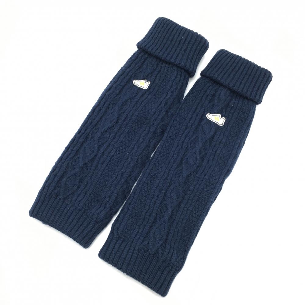 ニューバランスゴルフ ニットレッグウォーマー ネイビー スニーカーワッペン 裏起毛  レディース  ゴルフウェア New Balance