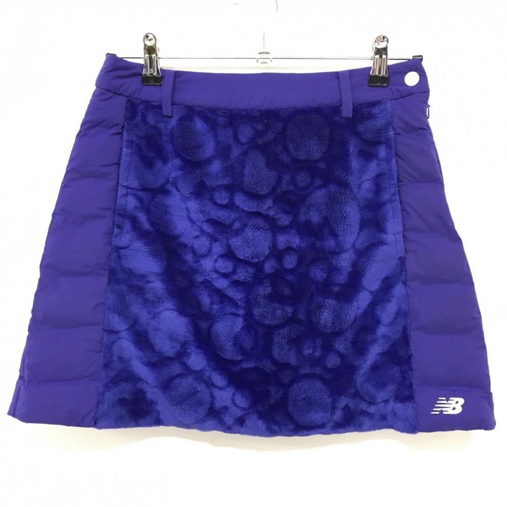 【美品】ニューバランスゴルフ 異素材中綿スカート パープル 前ボア レディース 0(S) ゴルフウェア New Balance