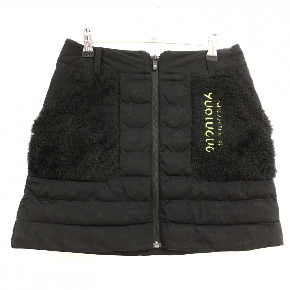 【美品】ニューバランスゴルフ 中綿スカート 黒 地模様 ボアポケット ウエスト一部ゴム  レディース 0(S) ゴルフウェア New Balance