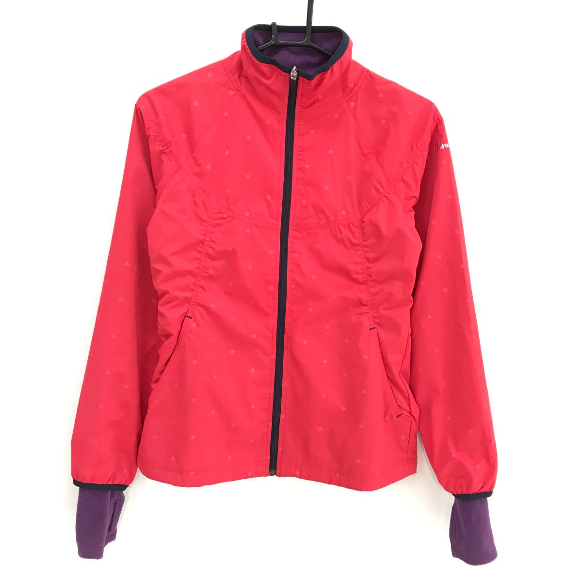 【超美品】パラディーゾ ジャケット ピンクレッド×ピンク ハート柄 裏起毛 サムホール  レディース S ゴルフウェア Paradiso
