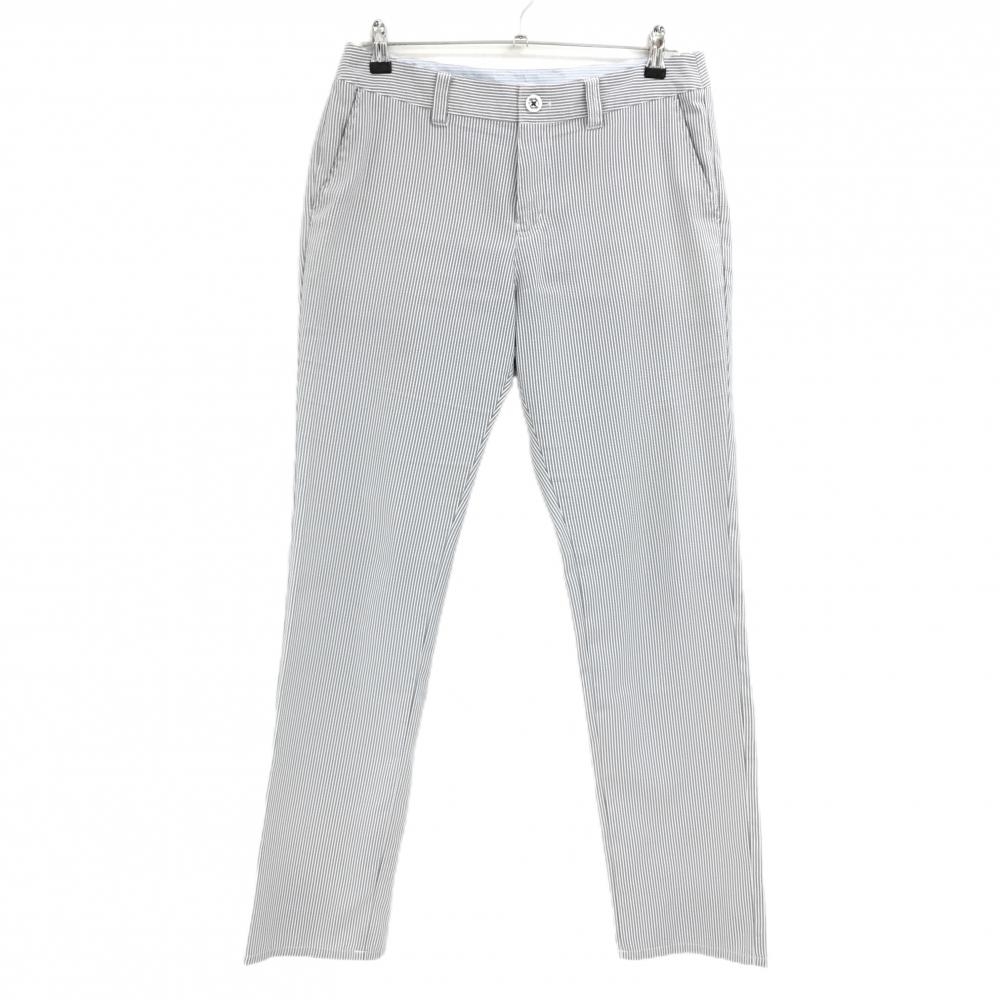 【美品】パラディーゾ パンツ グレー×白 ストライプ サッカー生地 レディース LL ゴルフウェア Paradiso