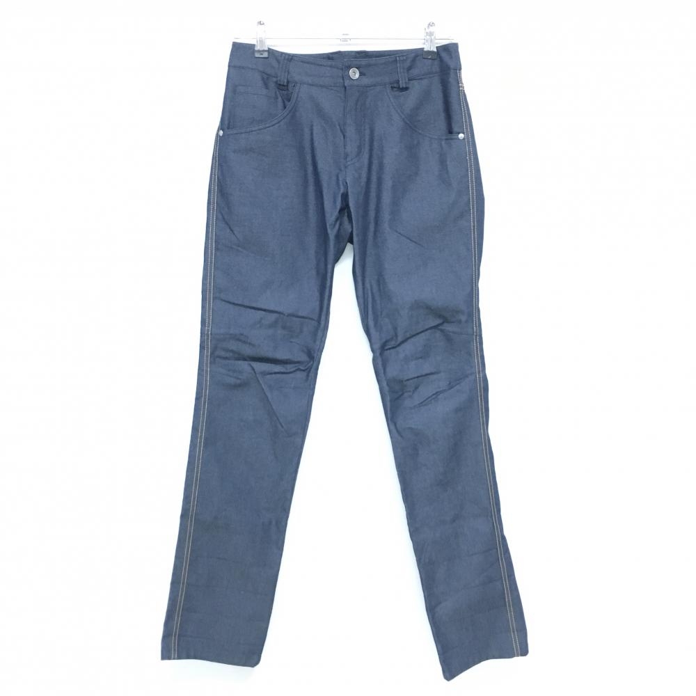 【超美品】パラディーゾ パンツ ネイビー デニム風 ロゴ刺しゅう レディース M ゴルフウェア Paradiso