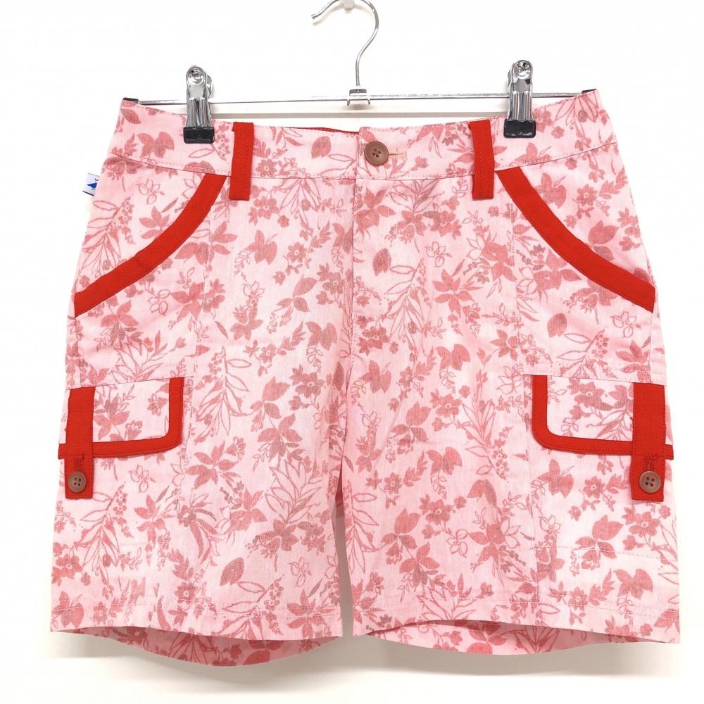 【超美品】パラディーゾ　カーゴショートパンツ レッド 花柄 レディース M ゴルフウェア Paradiso