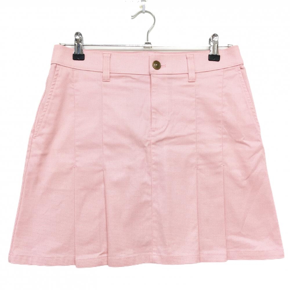【美品】パラディーゾ スカート ピンク×白 総柄 裾プリーツ レディース L ゴルフウェア Paradiso