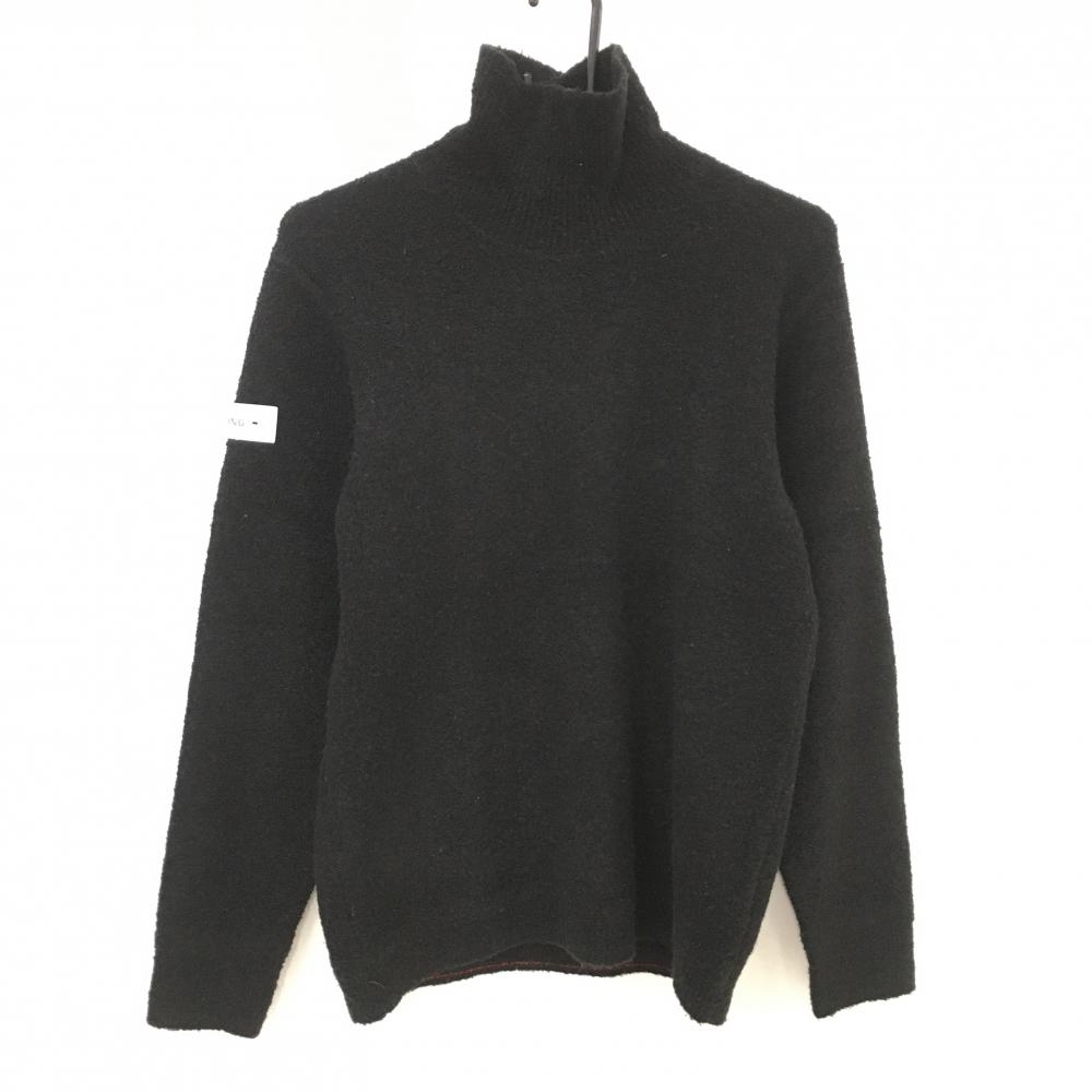【美品】ブリーフィング タートルネックセーター 黒 ウール混 ニット 袖ロゴタグ  レディース L ゴルフウェア 2024年モデル BRIEFING