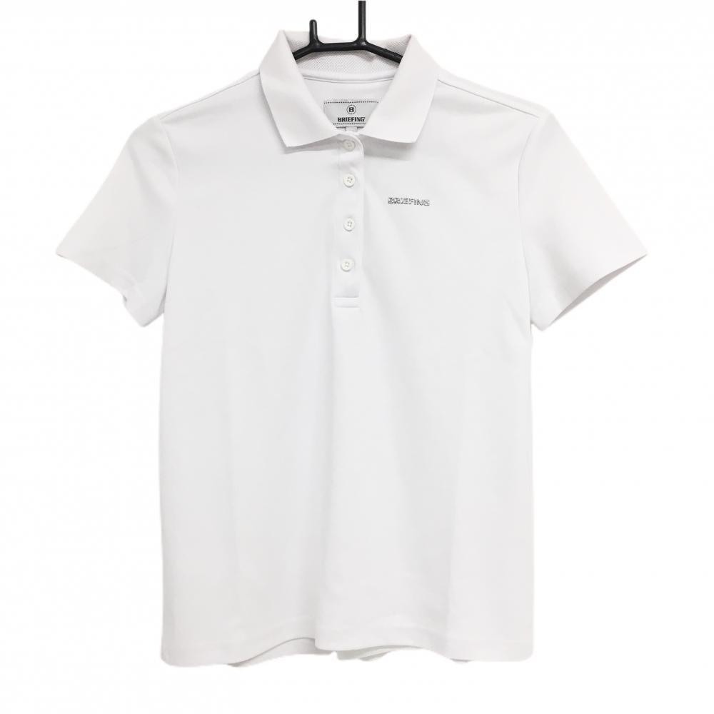ブリーフィング 半袖ポロシャツ 白 ロゴシルバー 後ジップ レディース XS ゴルフウェア BRIEFING