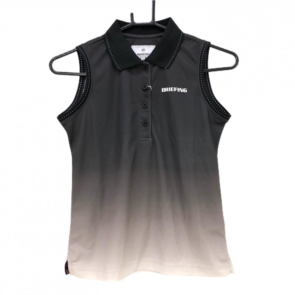 【新品】ブリーフィング ノースリーブポロシャツ 黒×ベージュ グラデーション  レディース XS ゴルフウェア BRIEFING