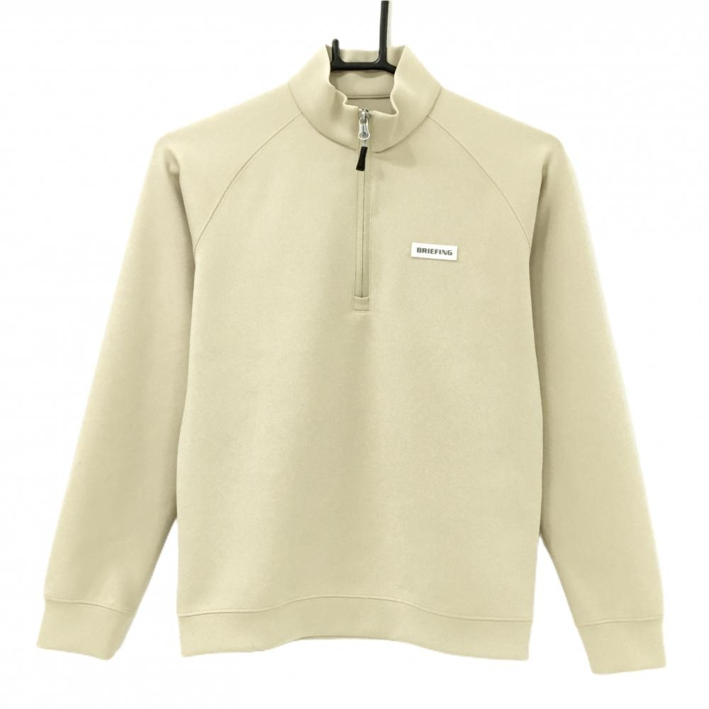 【超美品】ブリーフィング 長袖ハイネックシャツ ベージュ ハーフジップ 後ろロゴ レディース S ゴルフウェア BRIEFING