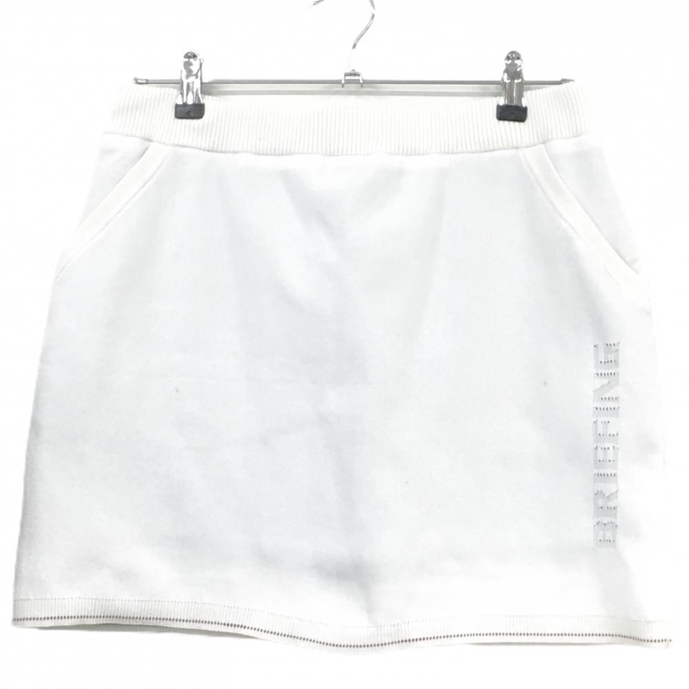【美品】ブリーフィング ニットスカート 白 サイドロゴ 内側インナーパンツ ウエストゴム レディース M ゴルフウェア BRIEFING