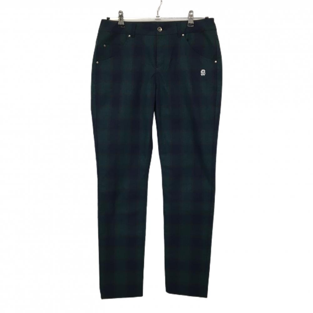 【超美品】ラフアンドスウェル パンツ グリーンア×ネイビー チェック  レディース L ゴルフウェア 2024年モデル rough＆swell