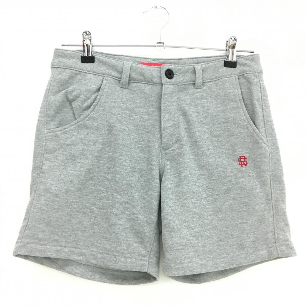 【美品】ラフアンドスウェル ショートパンツ 杢グレー ロゴレッド  レディース M ゴルフウェア rough＆swell