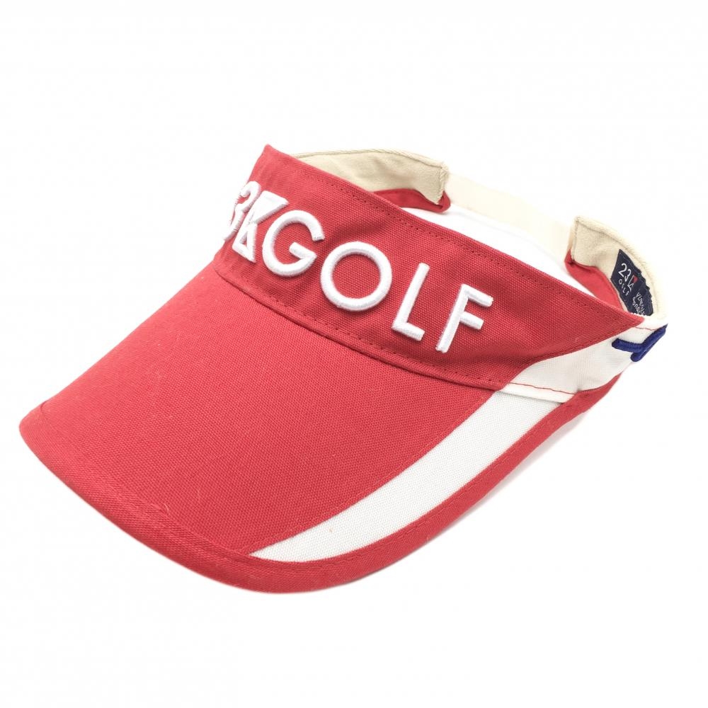 【超美品】23区ゴルフ サンバイザー レッド×白 立体ロゴ刺しゅう   ゴルフウェア 23区