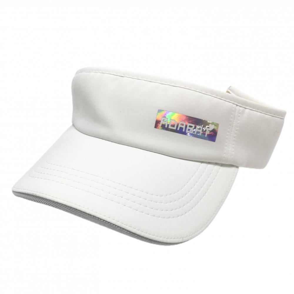 【美品】アダバット サンバイザー 白 ロゴプリント    ゴルフウェア adabat