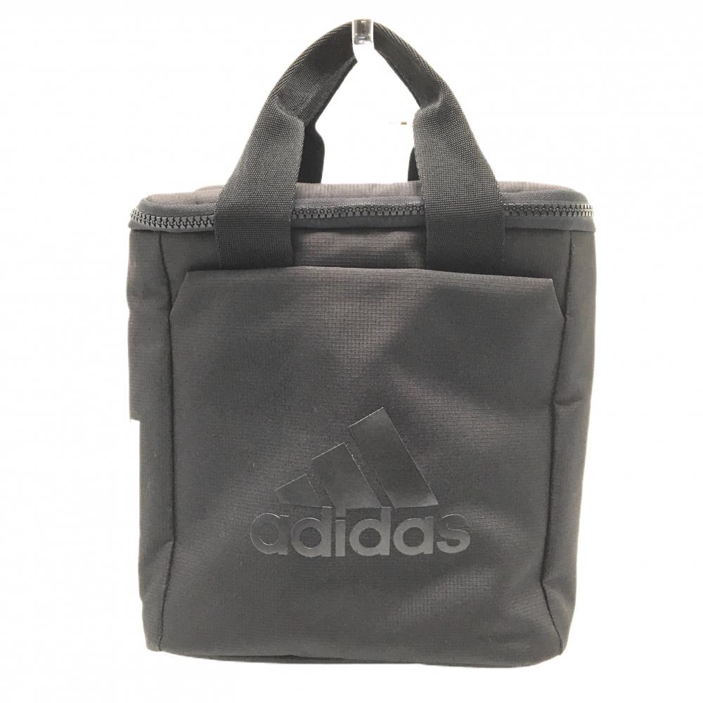 【美品】アディダス 保冷カートバッグ 黒 フロントロゴ 内外ポケット  ゴルフ adidas