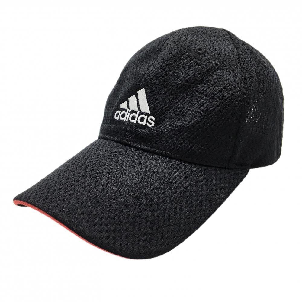 【美品】アディダス メッシュキャップ 黒 ロゴ刺しゅう  フリーサイズ  ゴルフウェア adidas