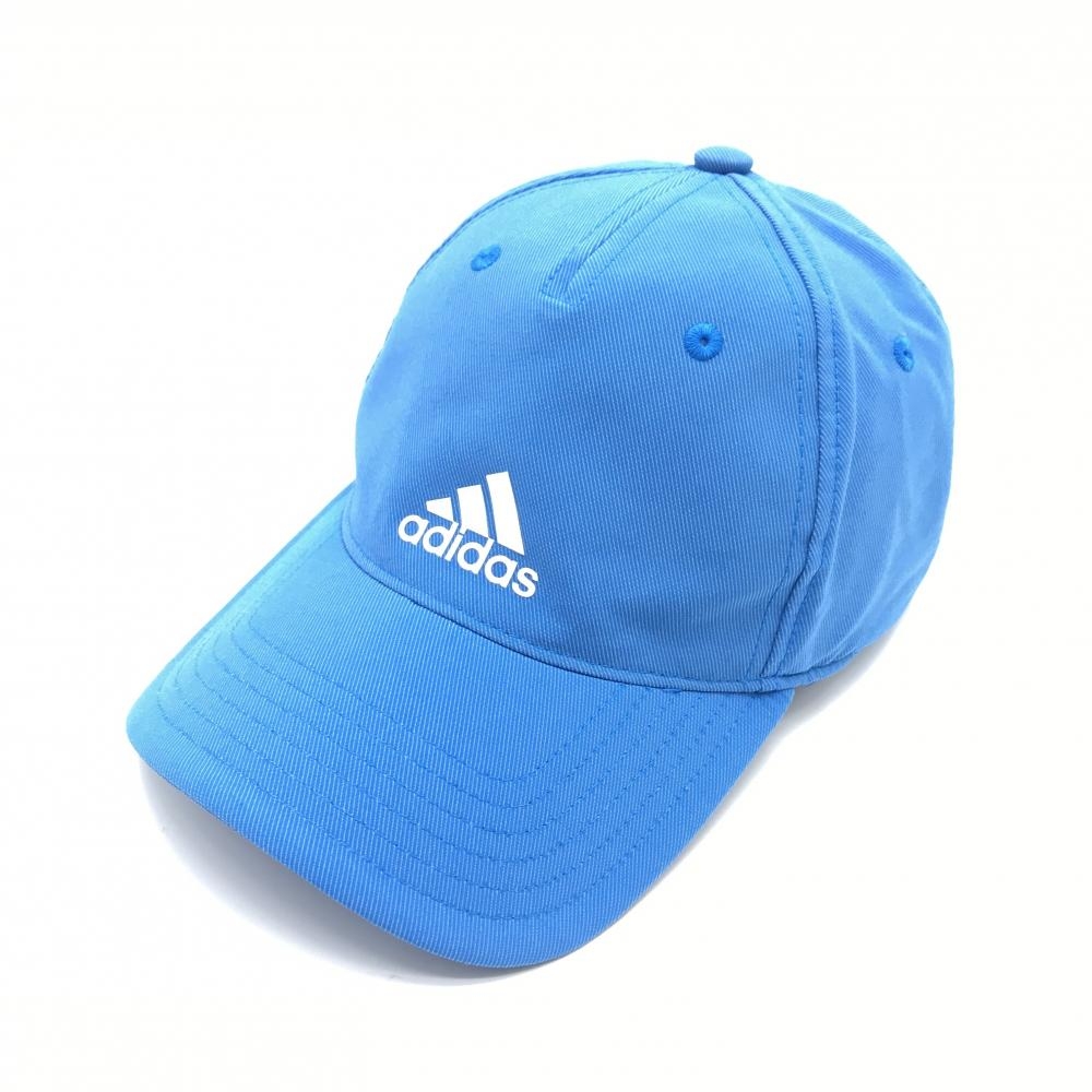 【超美品】アディダス キャップ ブルー×白 ロゴプリント OSFX(57-60cm)フリーサイズ  ゴルフウェア adidas
