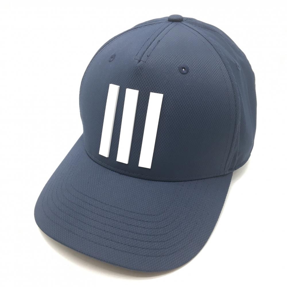 【美品】アディダス キャップ ネイビー×白 3ライン OSFW(57-60cm)  ゴルフウェア 2024年モデル  adidas