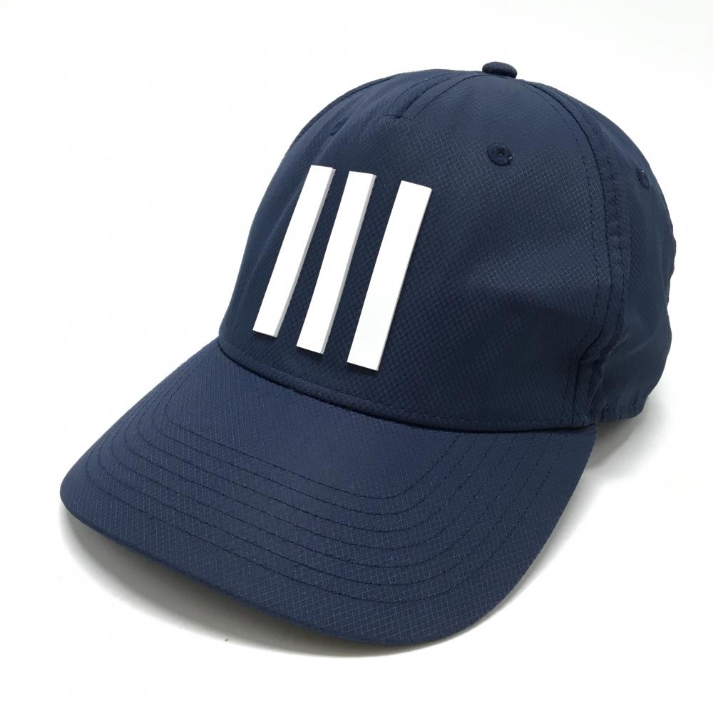 【超美品】アディダス キャップ ネイビー×白 立体ロゴ 3ライン OSFX(57-60cm)   ゴルフウェア adidas