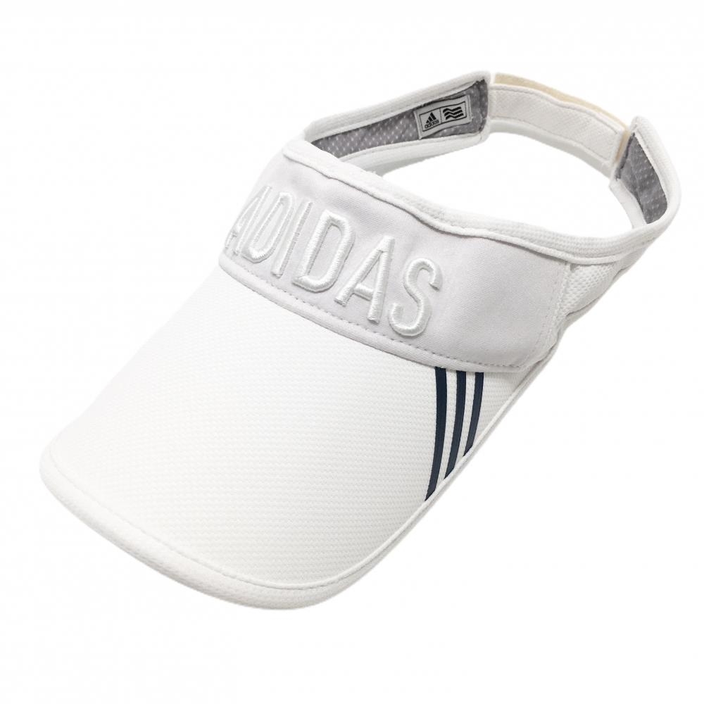 アディダス サンバイザー 白 3ライン  フリー(55～58㎝)   ゴルフウェア adidas