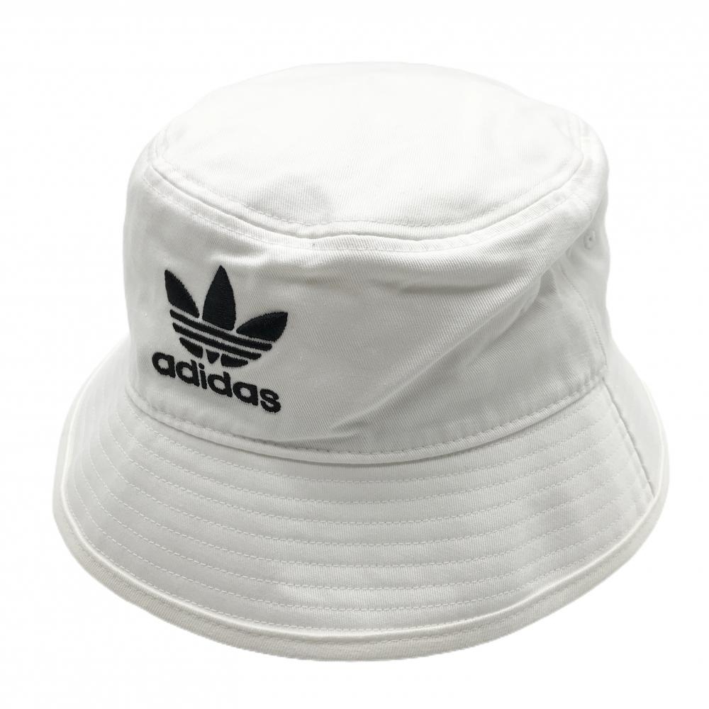 【超美品】アディダス バケットハット 白 ロゴ  フリーサイズ(60-63㎝)   ゴルフウェア adidas