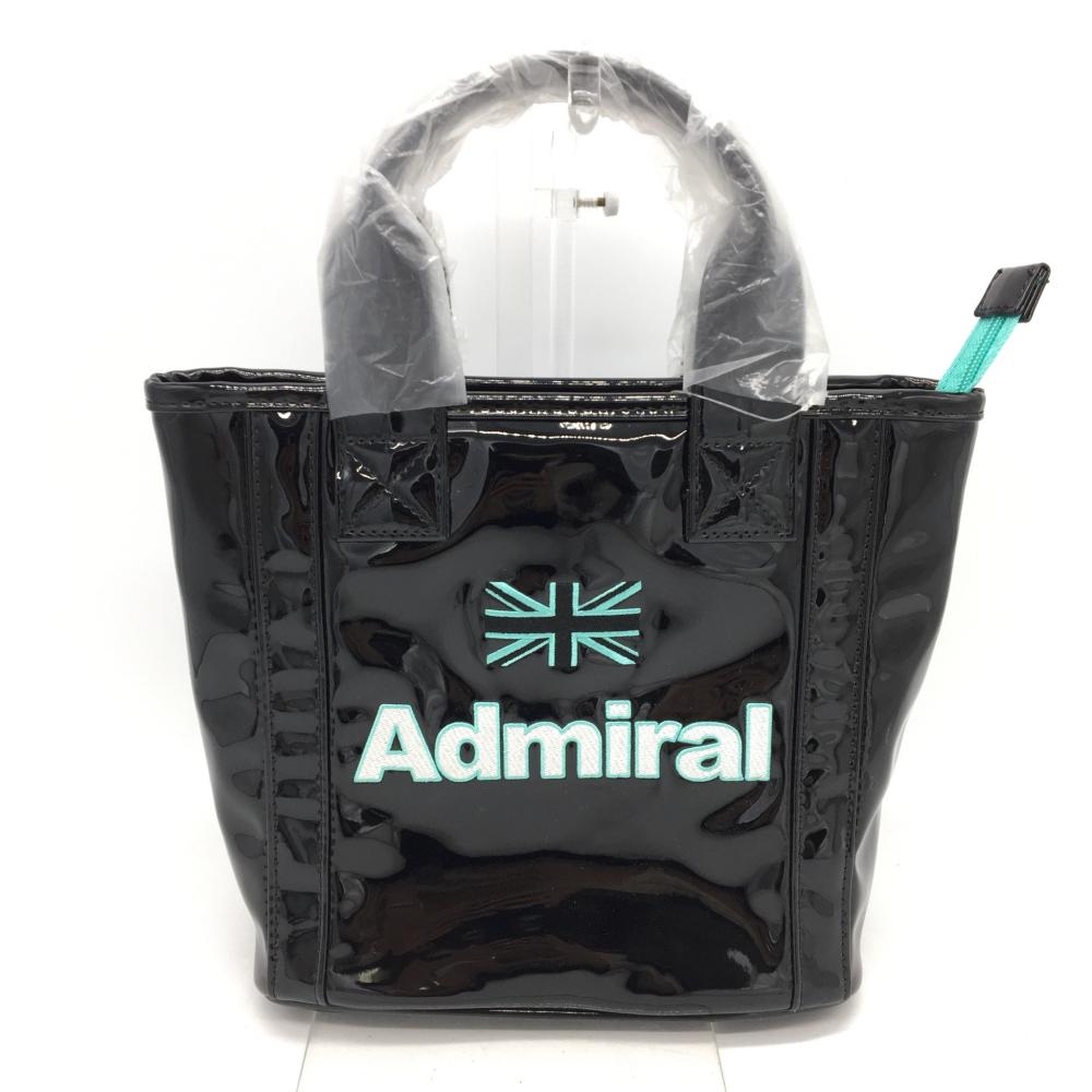 【新品】33％OFF〜Admiral アドミラル カートバッグ 黒×ミントブルー エナメル ゴルフ