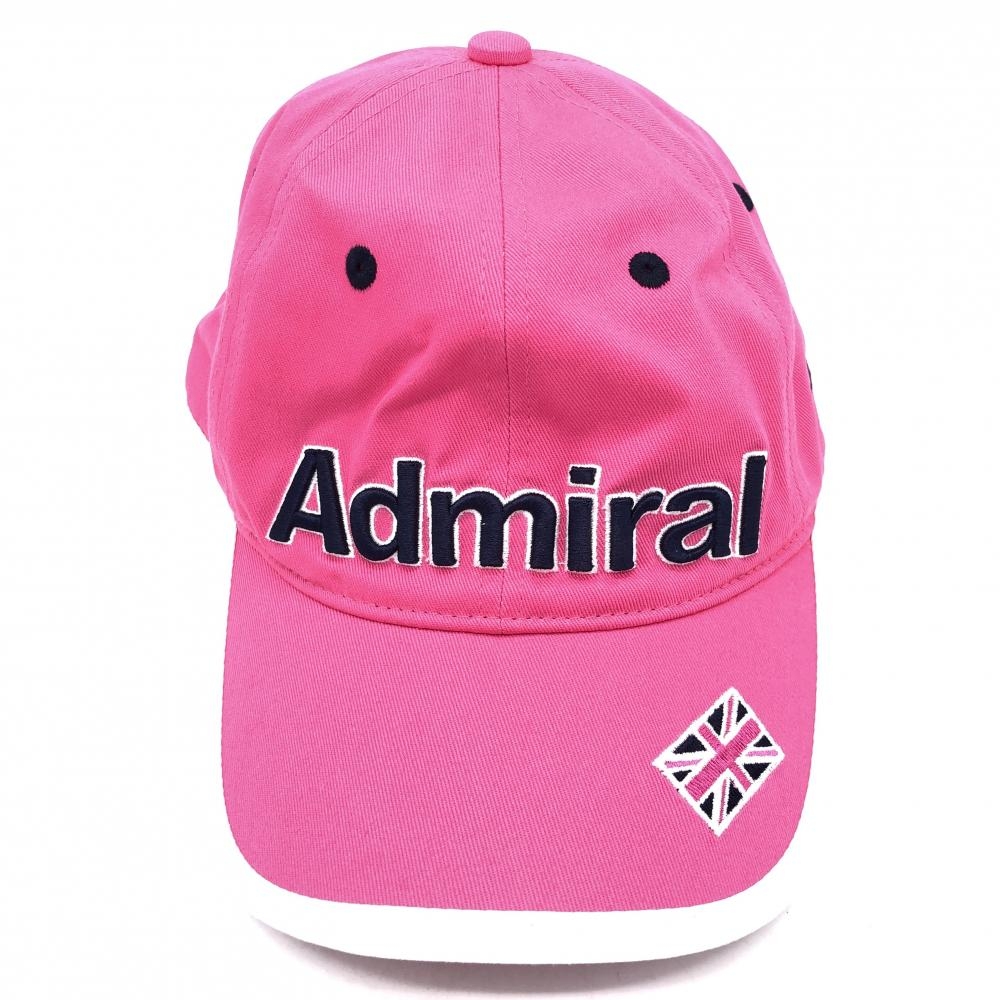 【超美品】Admiral アドミラル キャップ ピンク×白 立体ロゴ 刺繍 56cm ゴルフウェア