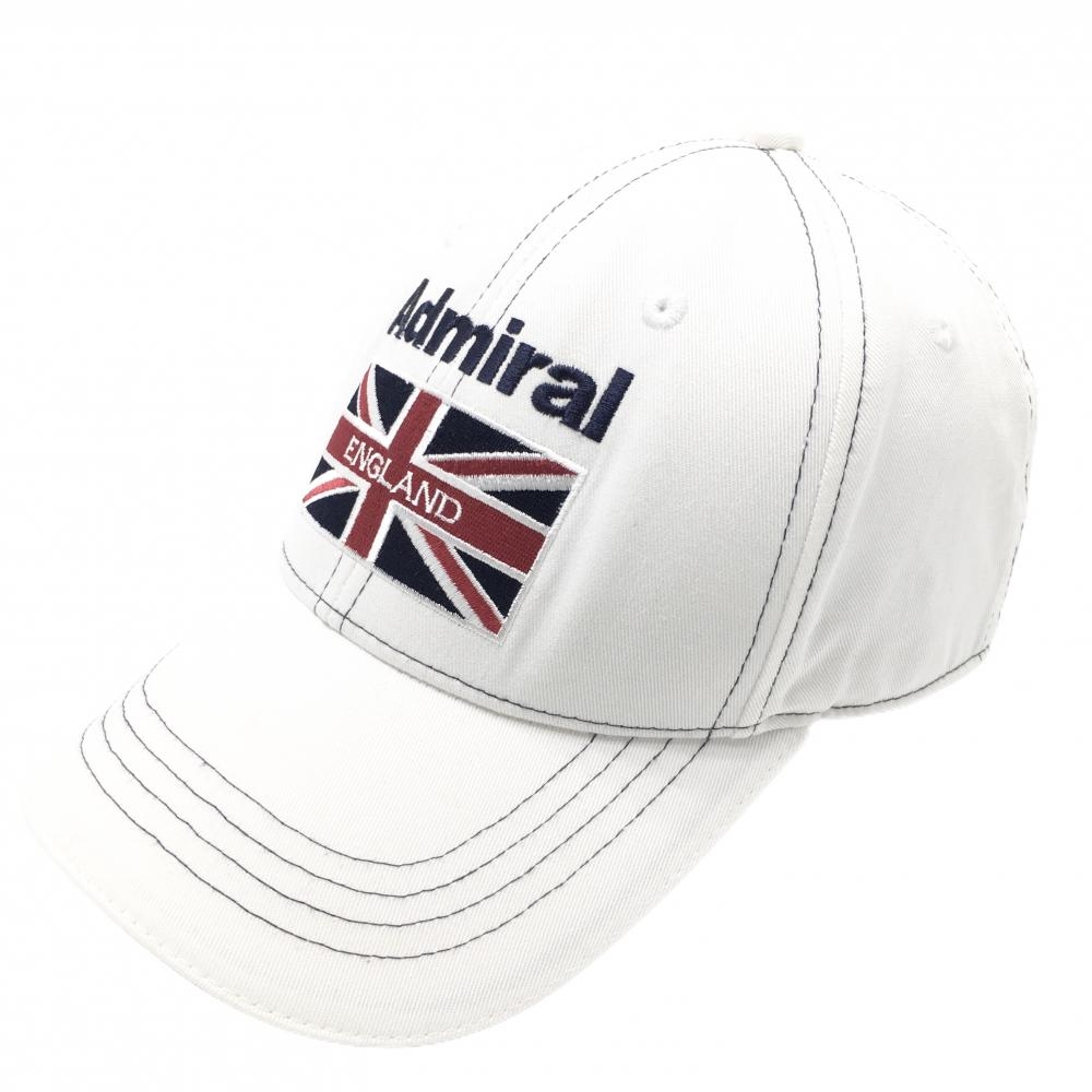 【美品】アドミラル キャップ 白 ユニオンジャック ロゴ FREE(58cm)   ゴルフウェア Admiral