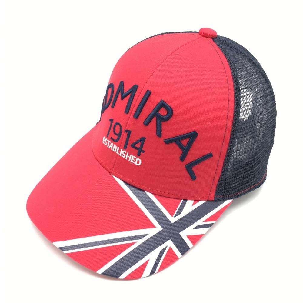 【美品】アドミラル メッシュキャップ レッド×ダークネイビー ビッグロゴ  フリー(57㎝)   ゴルフウェア Admiral