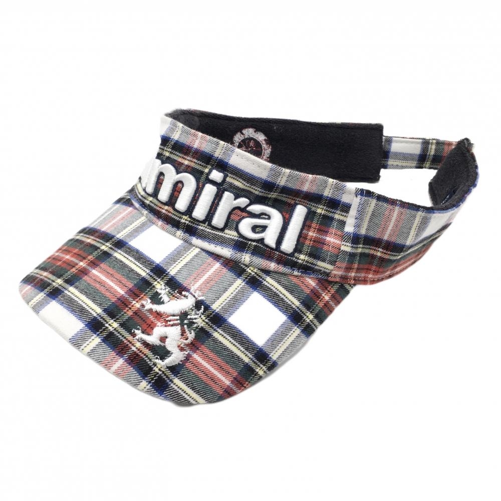 アドミラル サンバイザー 白×レッド チェック    ゴルフウェア Admiral
