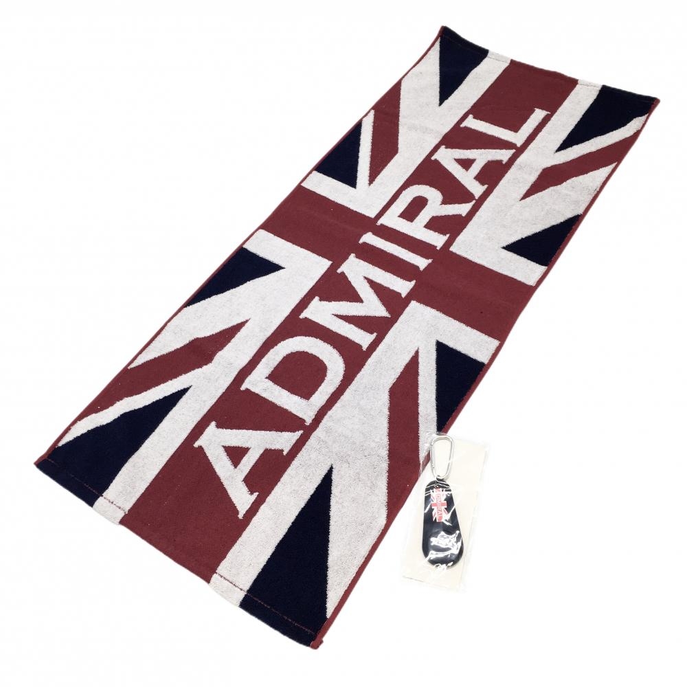 【新品】アドミラル タオル ボルドー×ネイビー ロゴ ホルダー付き ゴルフ Admiral
