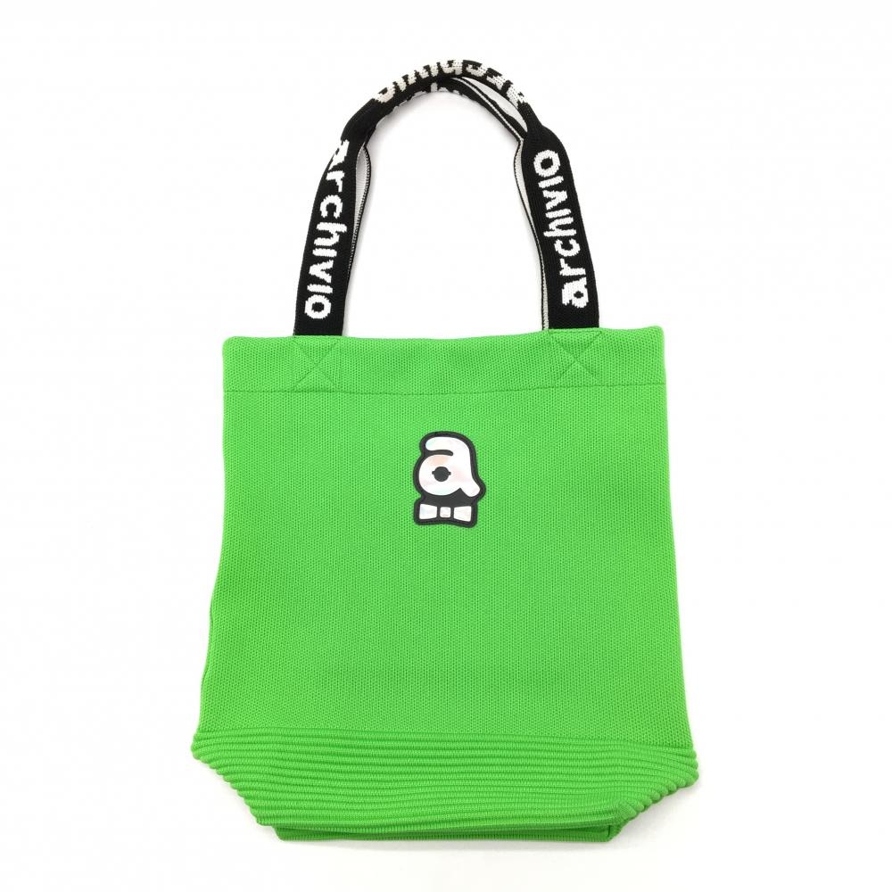 【美品】アルチビオ カートバッグ 蛍光グリーン×黒 立体ロゴ ミニトート 内ポケット ニット ゴルフ 2023年モデル archivio
