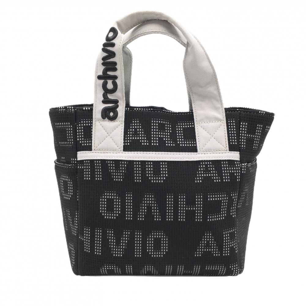 【美品】アルチビオ カートバッグ 黒×グレー ロゴ総柄 内側ポケット ゴルフ archivio